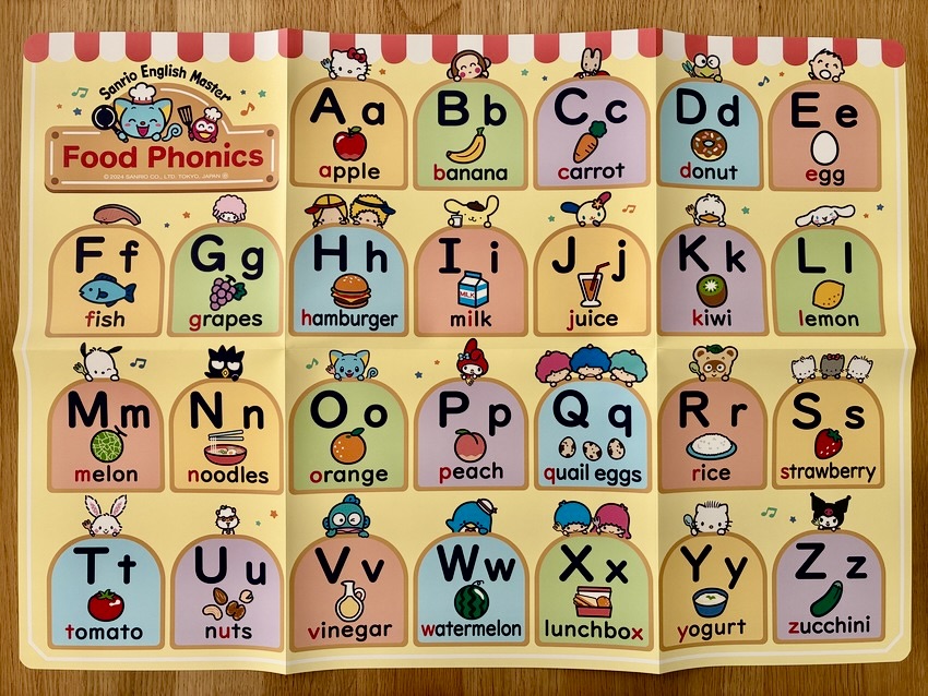 Food Phonics ABCシートの外観